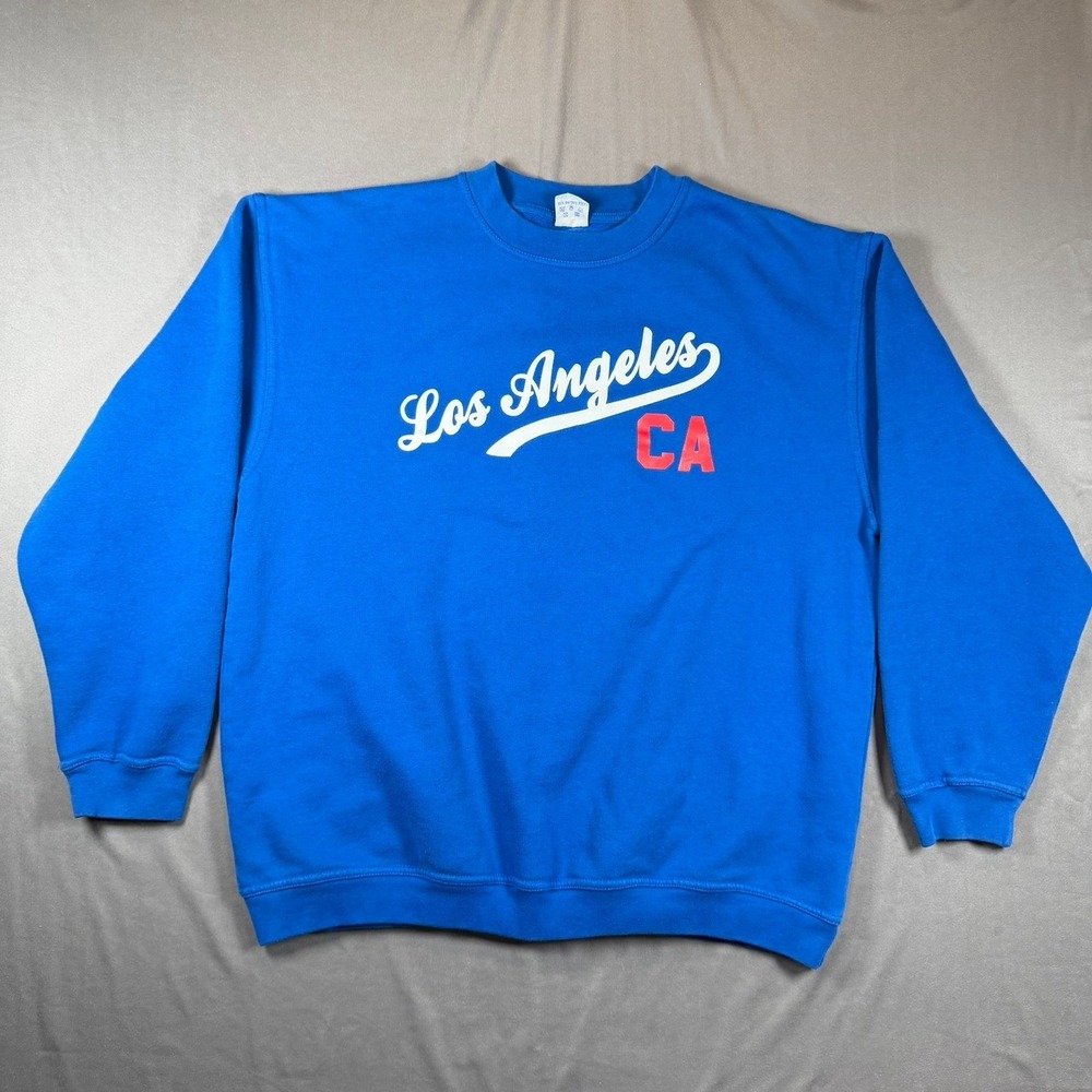 Snap Sportswear Los Angeles CA Mens XL Blue Crewneck Graphic Sweatshirt Casual